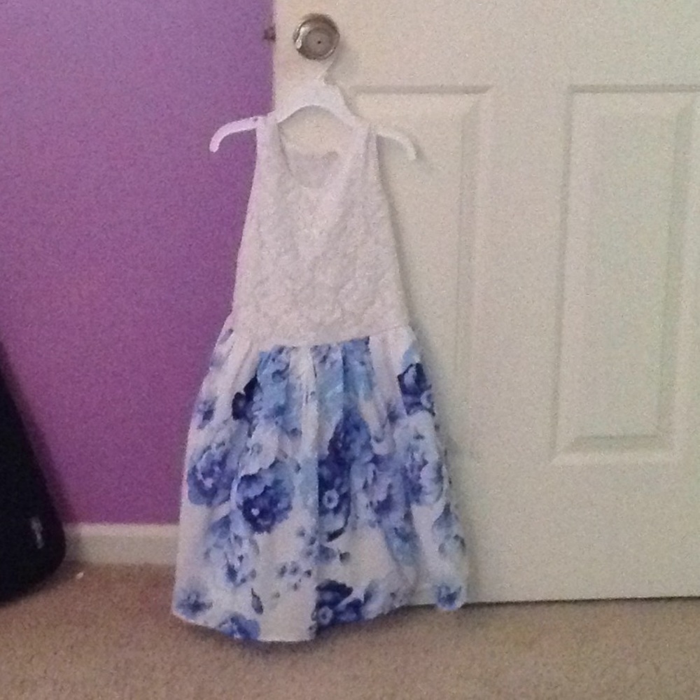 White and blue dress